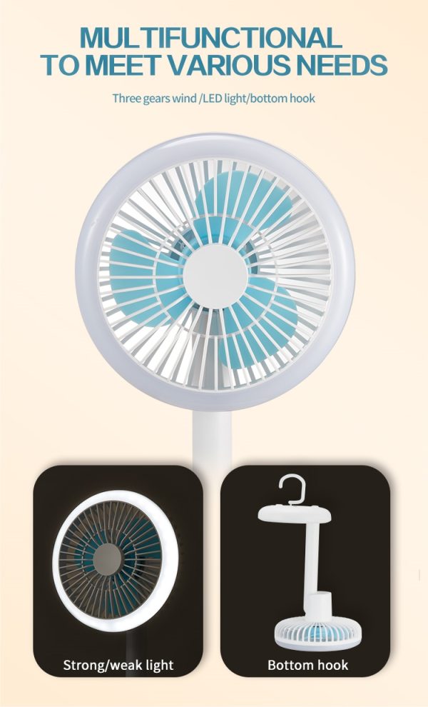 Suspendable Desktop Fan with LED Ring Light ( DP 7632 ) - Image 7