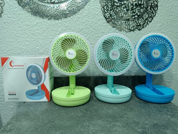 Supermoon SM 6660 Foldable Rechargeable AC/DC Fan With LED Light