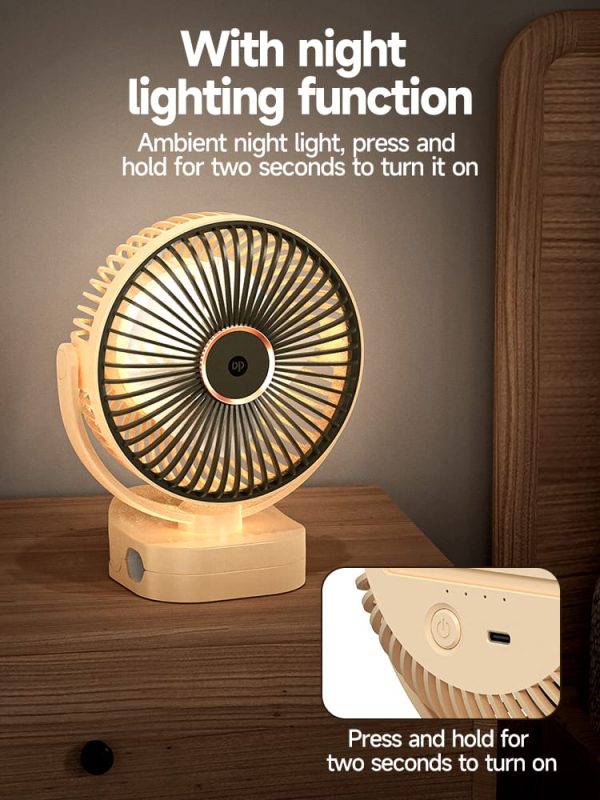 DP Rechargeable Clip-Desktop Fan With Light , 360° Adjustable (DP 7638) - Image 3