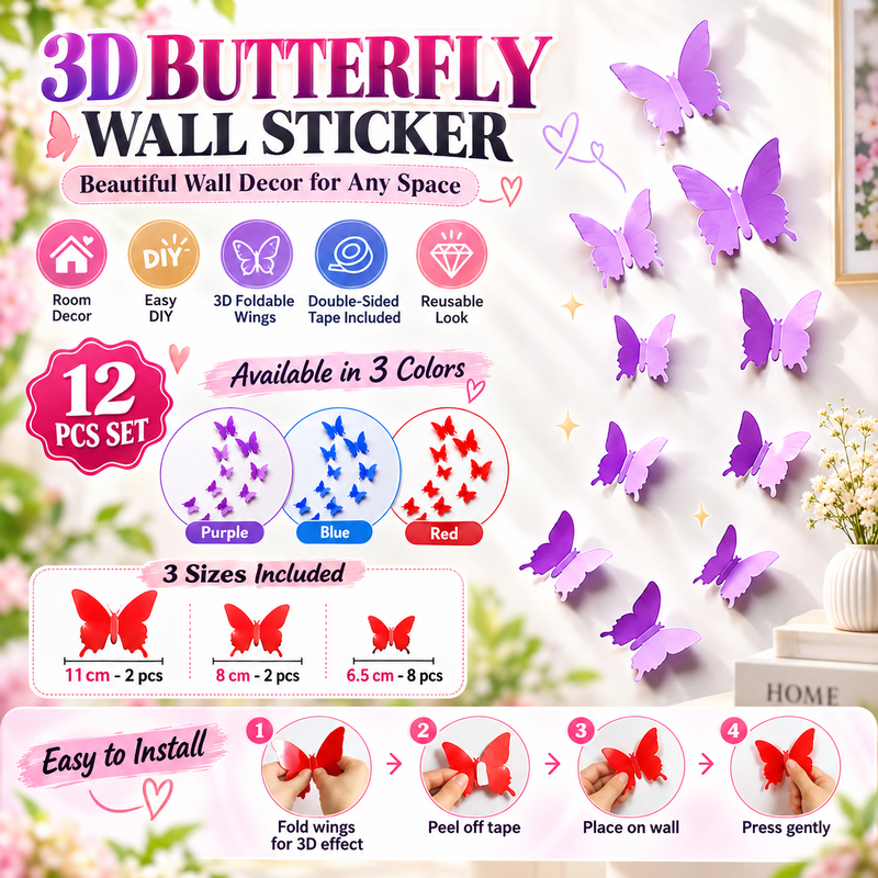 3D BUTTERFLY WALL STICKER