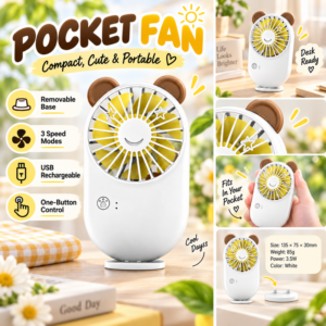 Pocket Fan Portable Travel friendly fan for man and women