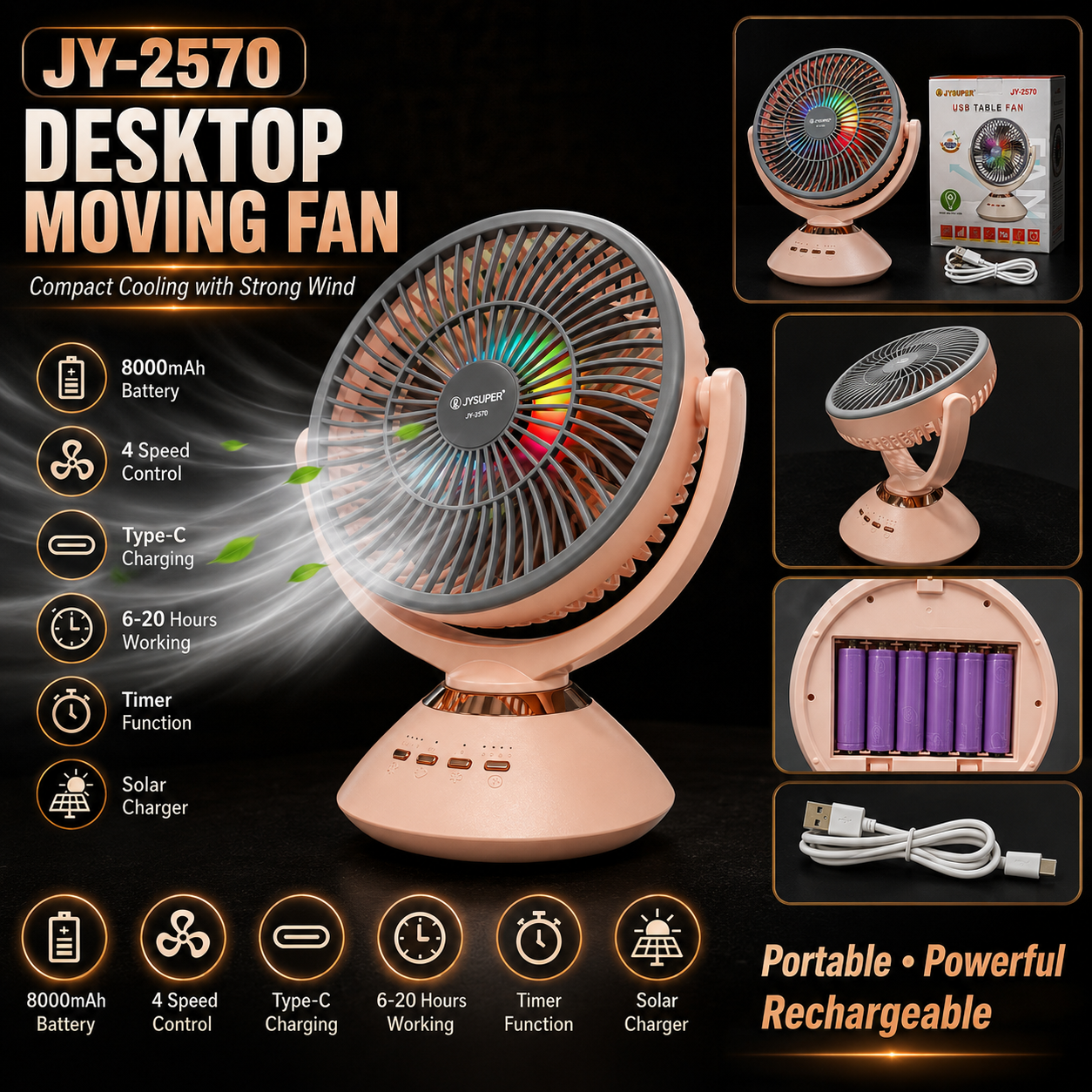 Jy-2570 Desktop Moving Fan