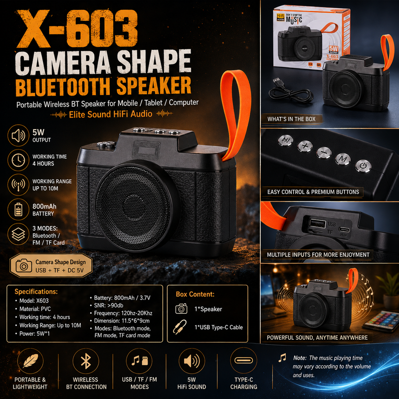 Camera Shape Bluetooth Speaker